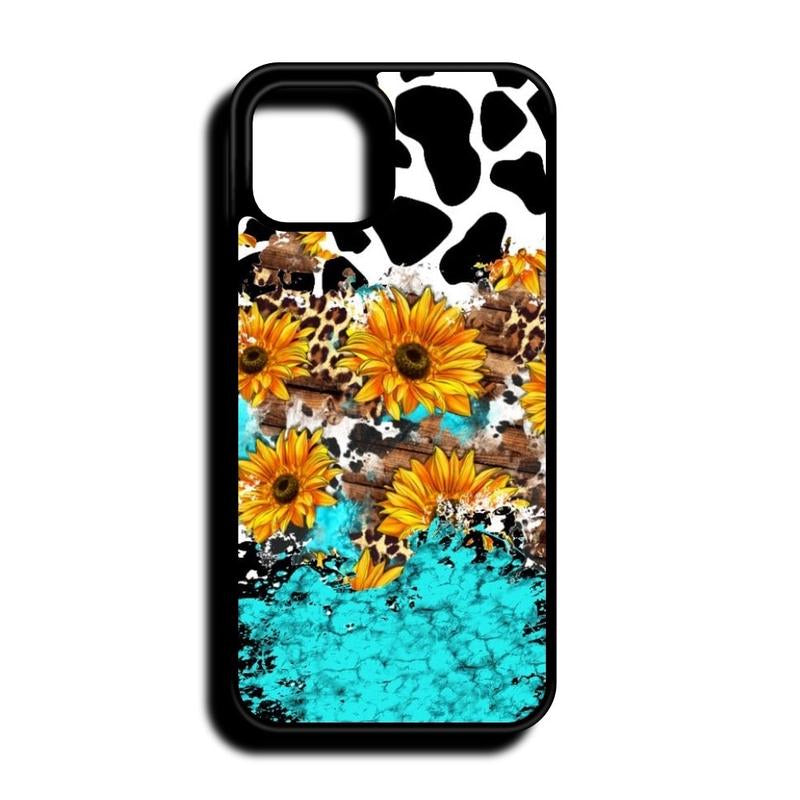 Country Style Sunflower Cow Print Phone Case Shockproof Accessories Protective Durable Protection