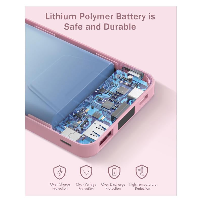 Podoru Wireless Charger for Magsafe Smartphone Fast Charging Power Bank, 10000Mah Magnetic Battery Pack &USB-C Cable, for Iphone 16/15/14/13/12 Series