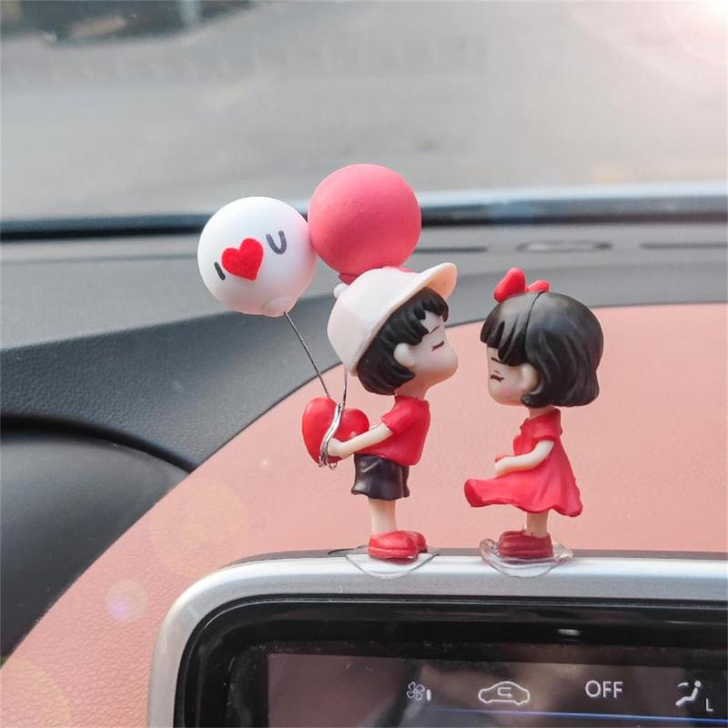 Summer Cute Couple Statue Car Orament, Car Cartoon Couple Decorative Statue, Couple Statue Decoration, Car Interior Decor