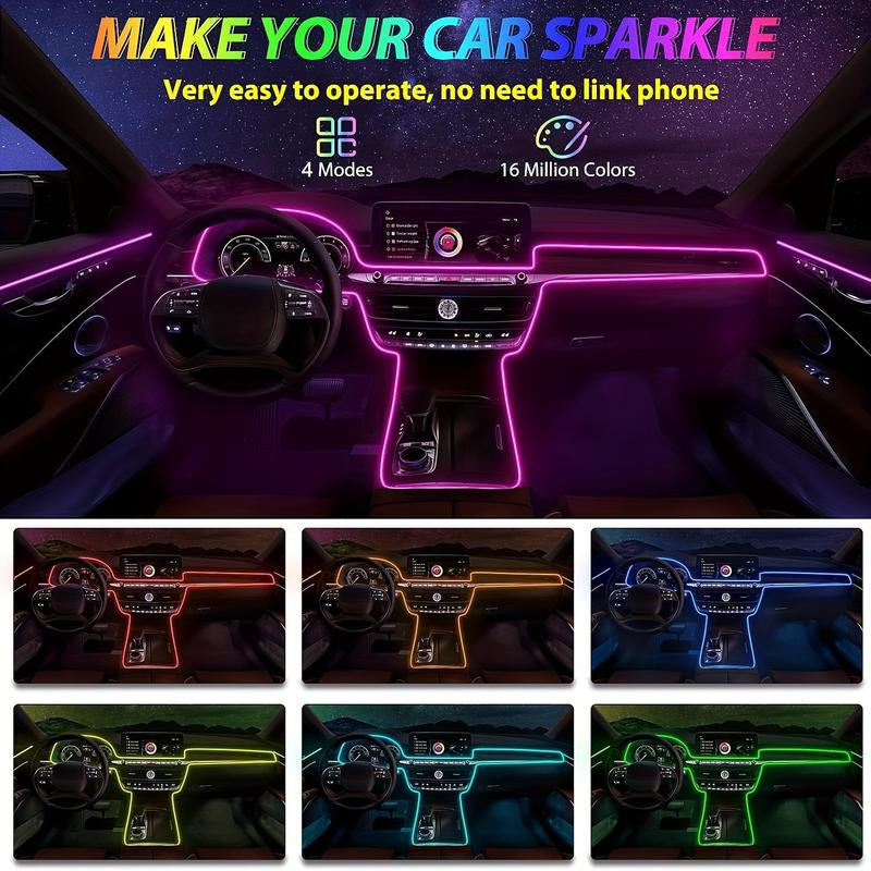 Interior LED Light Bar APP Controlled, 2-In-1 RGB 16 Million Color Ambient Lighting Kit with 157.48-Inch, Music Mode Interior Lighting Accents