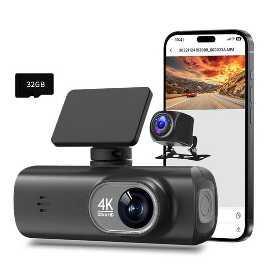 4K Dash Cam Front & Rear, Car DVR with Built in Wifi, Infrared Night Car Recorder, Loop Recording, Parking Monitor, Car Video Surveillance